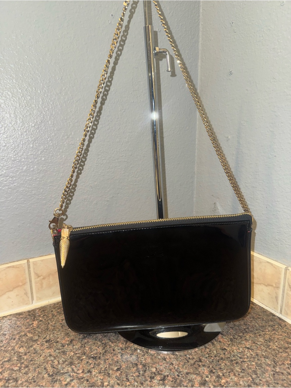 Christian Louboutin Black Patent Leather Loubila/Loubiposh bag 💎pristine💎